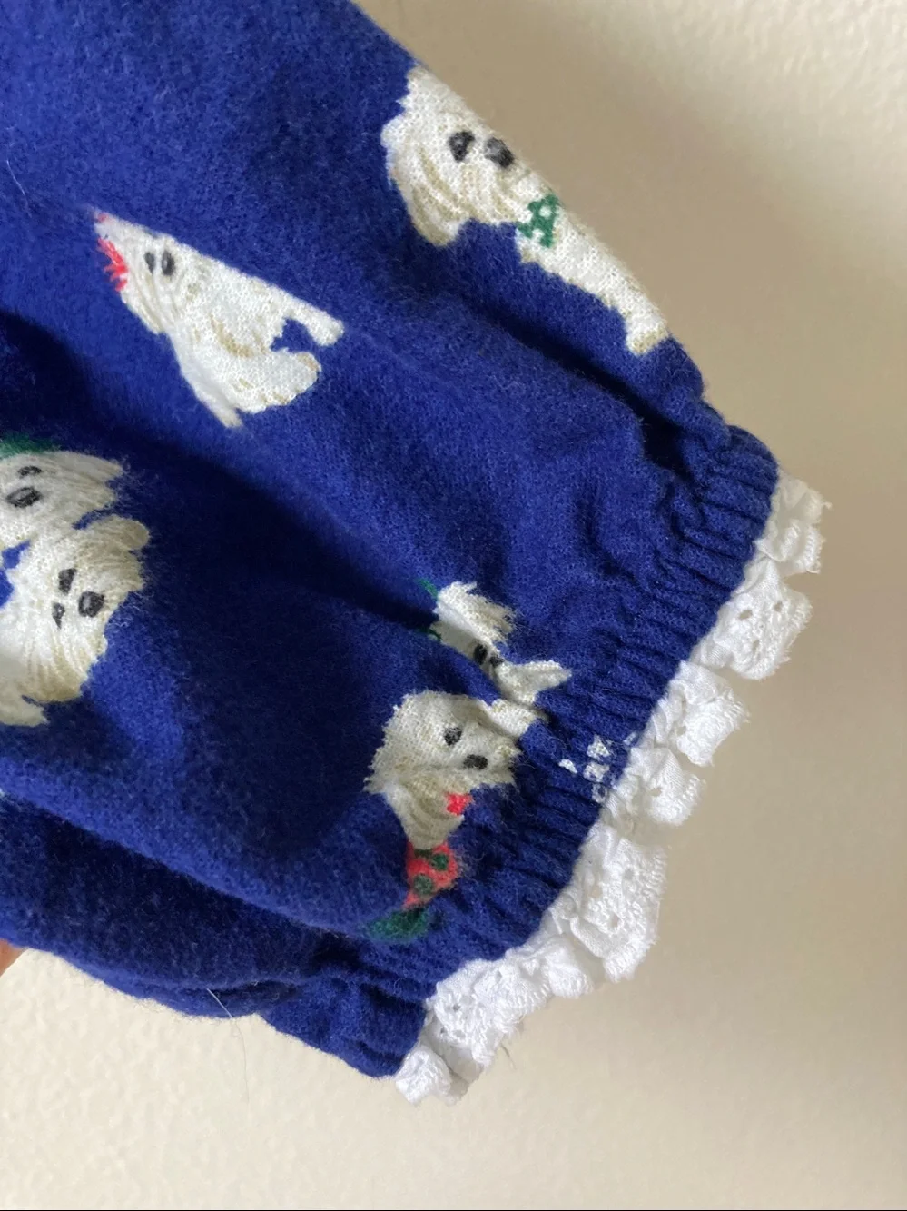 Lanz of Salzburg Puppy Love dog print flannel ruffle nightgown sleep dress sz L